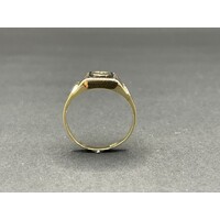 Men's 9ct Yellow Gold Black Onyx and Diamond Ring