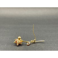 Ladies 14ct Yellow Gold Red Gemstones and Diamond Brooch