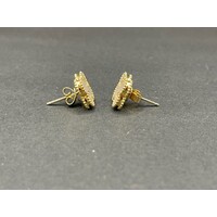 Ladies 18ct Yellow Gold Clover Stud Earrings