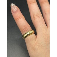 Ladies 18ct Yellow Gold Stamp Pattern Band Ring