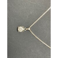 Ladies 18ct White Gold Fancy Link Chain & Diamond Pendant