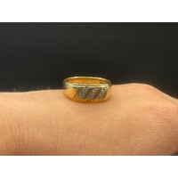 Mens 9ct Yellow Gold Diamond Ring