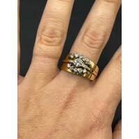 Ladies 18ct Yellow Gold 3 in 1 Diamond Ring