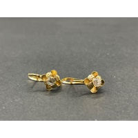 Ladies 18ct Yellow Gold Flower Cubic Zirconia Dangle Earrings