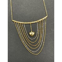 Ladies 14ct Two Tone Gold Bead Draperie Necklace