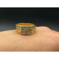 Mens 18ct Yellow Gold Diamond Ring