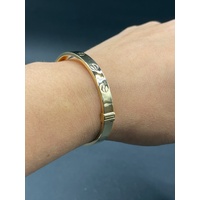 Ladies 18ct Yellow Gold Oval Hinged Bangle