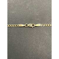 Ladies 9ct Yellow Gold Curb Link Chain & Diamond Cluster Pendant