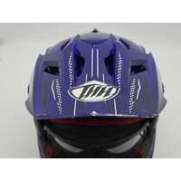 THH T-42 Full Face BMX Bike Youth Helmet Blue Silver Size S with Oakley Goggles