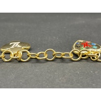 Ladies 18ct Yellow Gold Ring Link Clover Charm Bracelet