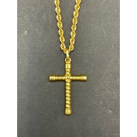 Unisex 18ct Yellow Gold Margarita Link Chain & Cross Pendant