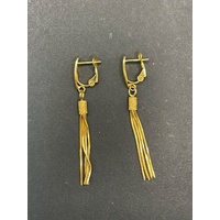 Ladies 21ct Yellow Gold Dangle Tassel Earrings