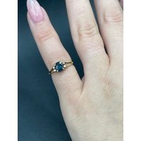 Ladies 9ct Yellow Gold Blue Gemstones and Diamonds Ring