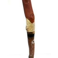 Didgeridoo Custom-Made Using Tree Log Aboriginal Fish Painting Around The Body