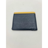 Prada Saffiano Wallet Baltico Blue with Yellow Stripe