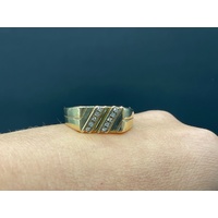 Mens 9ct Yellow Gold Diamond Ring