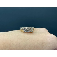 Mens 9ct Yellow Gold Diamond Ring