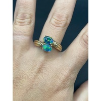 Ladies 9ct Yellow Gold Blue Opal Gemstone Ring