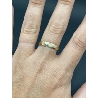 Unisex 9ct Yellow Gold Pattern Band Ring