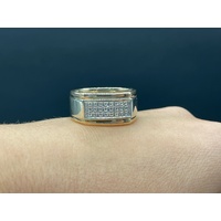 Mens 9ct Yellow Gold Diamond Ring