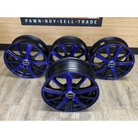 Speedy Rims Rimfire 4 x 15 Inch Sport Rims Gloss Black Electric Blue