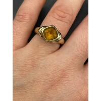 Ladies 9ct Yellow Gold Yellow Gemstone Ring