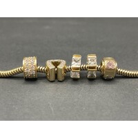 Ladies 9ct yellow Gold Snake Link Charm Bracelet