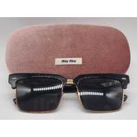 Miu Miu SMU10Z Black Dark Grey Sunglasses Square Frame Shape with Case