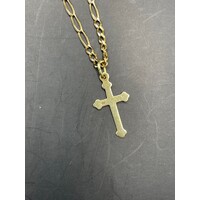 Unisex 9ct Yellow Gold cable/curb Link Chain & Cross Pendant