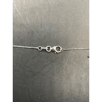 Ladies 18ct White Gold Box Link Chain & Heart Pendant