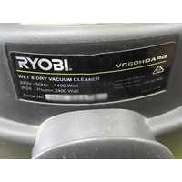 Ryobi VC60HDARG 60 Litre 240V 1400W Wet and Dry Vacuum Cleaner with Attachments