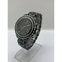 Michael Hill Chrono Watch 1/2 Carat TW of Diamonds Black Ceramic Stainless Steel