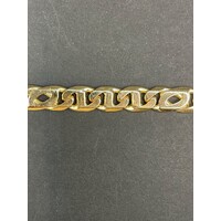 Mens 9ct Yellow Gold Anchor and Birdseye Link Bracelet