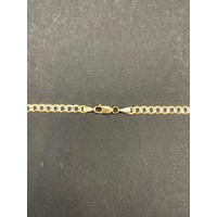 Unisex 9ct Two Tone Gold Curb Link Necklace with Cross Pendant