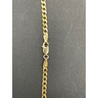 Unisex 10ct Yellow Gold Curb Link Necklace with Crucifix Pendant