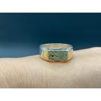 Men's Two Tone Yellow Gold and Sterling Silver Australian Flag Ring