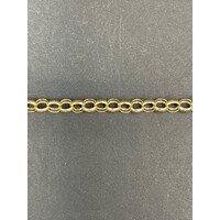 Ladies 9ct Yellow Gold Belcher Link Heart Clasp Bracelet