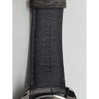 Emporio Armani Gunmetal Dial Black Embossed Genuine Leather Band Watch AR6127