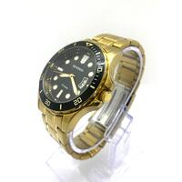 Sekonda Gold Strap Black Dial Stainless Steel 50m WR Mens Watch SK1810