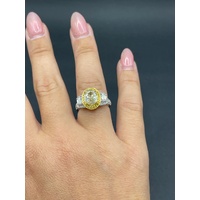 Ladies 14ct White Gold White & Yellow Diamond Ring