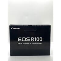 Canon EOS R100 RF-S 18-45mm F4.5-6.3 IS STM Kit with Accessories in Box