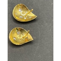 Ladies 18ct Yellow Gold Tear Stud Earrings