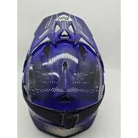 THH T-42 Full Face BMX Bike Youth Helmet Blue Silver Size S with Oakley Goggles