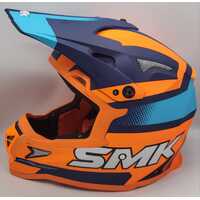 SMK Allterra MX Off Road Motorcycle Helmet Size L Orange Blue