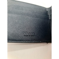 Prada Saffiano Wallet Baltico Blue with Yellow Stripe