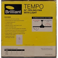 Brilliant Tempo 52 Inch 3 Speed Ceiling Fan with Light White 20915/05