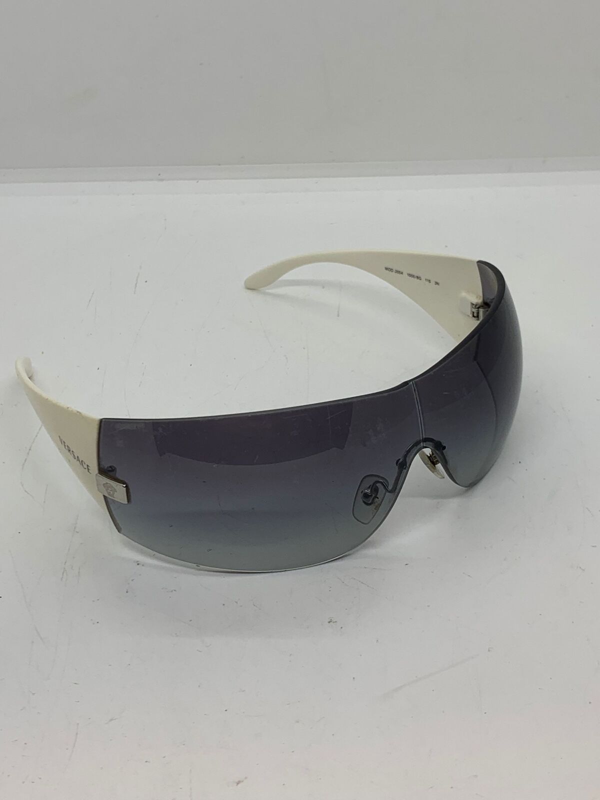 Versace VE 2054 10008G Silver Plastic Shield Women's Sunglasses (Pre-Owned)