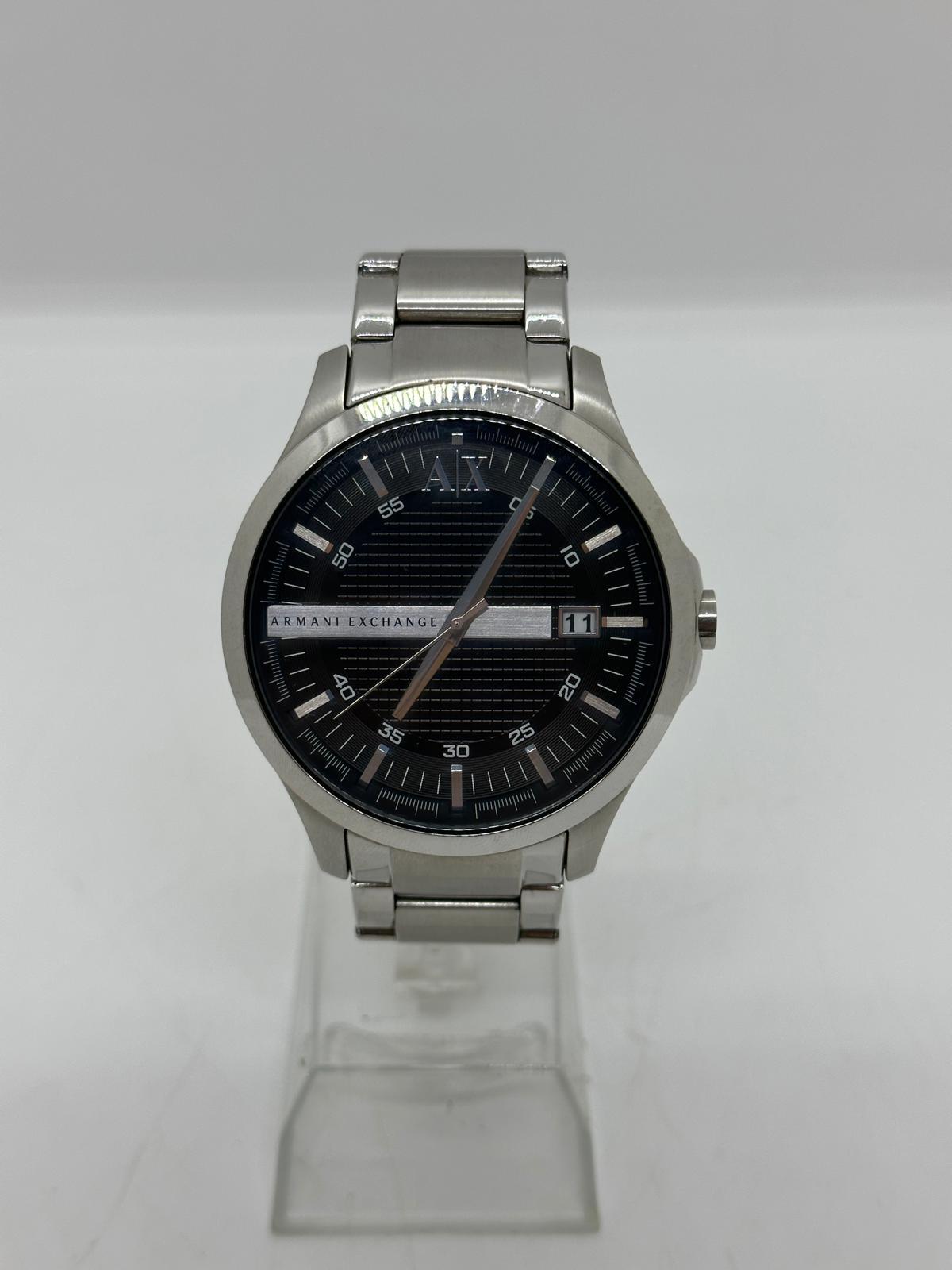 Armani Exchange Hampton Black Face Silver Band Watch AX2103 (Pre-Owned)