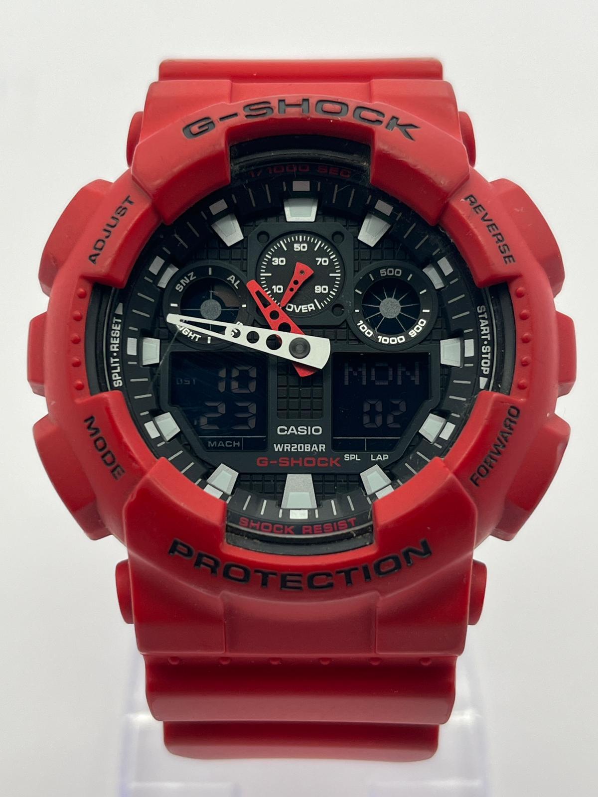 Casio G-Shock GA-100B Analog-Digital Men’s Red Watch (Pre-owned)