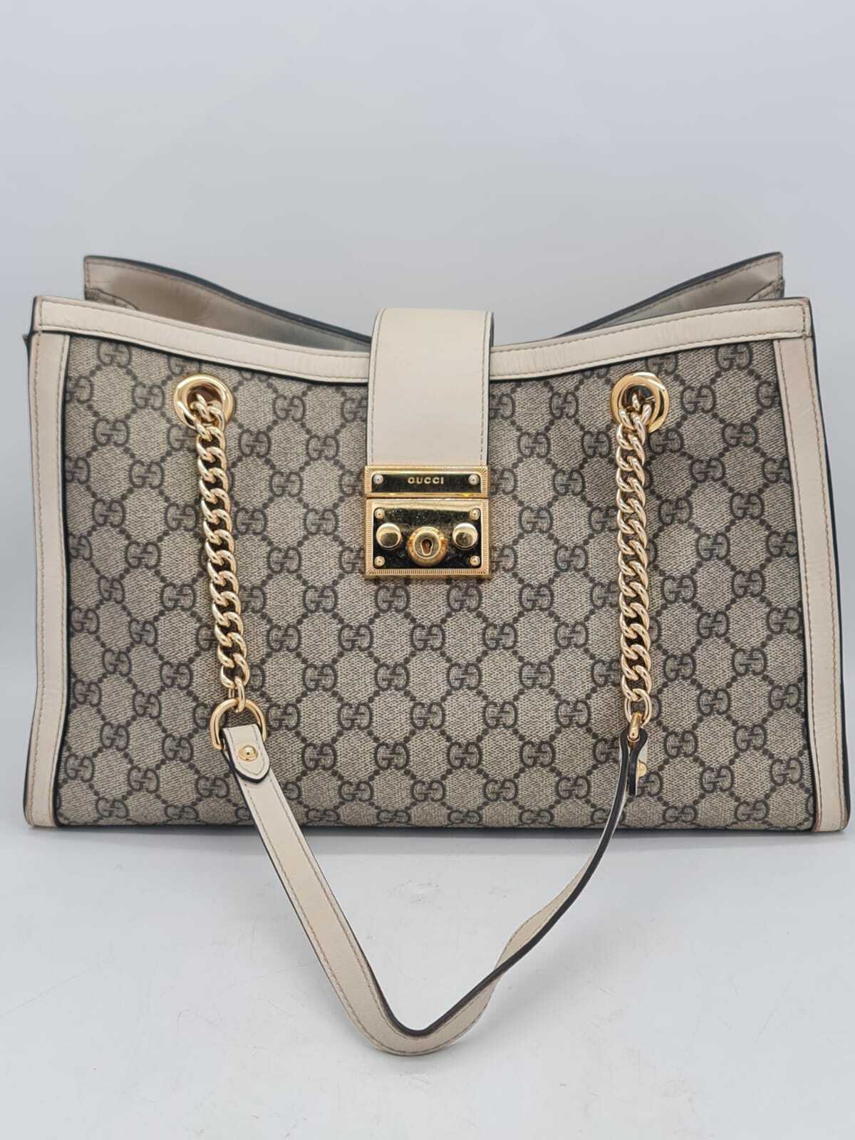 Gucci Padlock GG Medium Shoulder Bag Beige Ebony GG Supreme